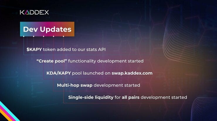 Updates from the Kaddex developer team
