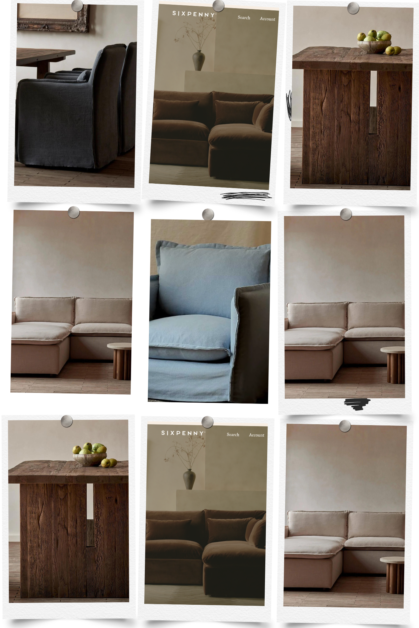 Sixpenny sofas, highlighting various elegant and comfortable designs, showcasing premium linen upholstery, cozy home decor, and stylish living room setups