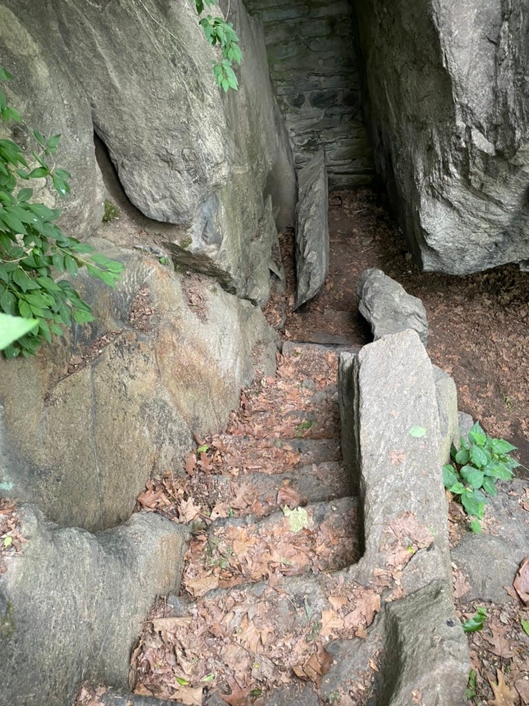 Ramble Cave Indian Cave steps down central park