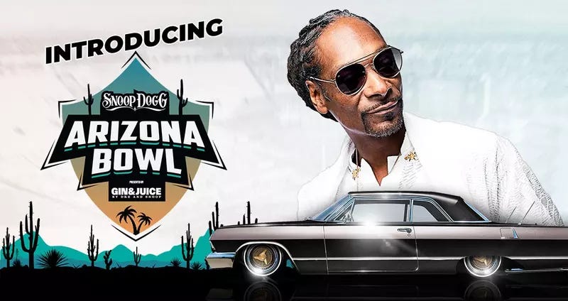 SNOOP DOGG ARIZONA BOWL PRESENTED BY GIN & JUICE BY DRE AND SNOOP ANNOUNCES  HISTORIC NIL DEAL WITH STUDENT-ATHLETES - BOWL SEASON