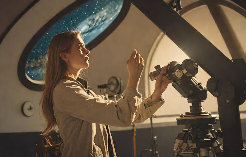 Substack AI prompt "female astronomer in observatory"