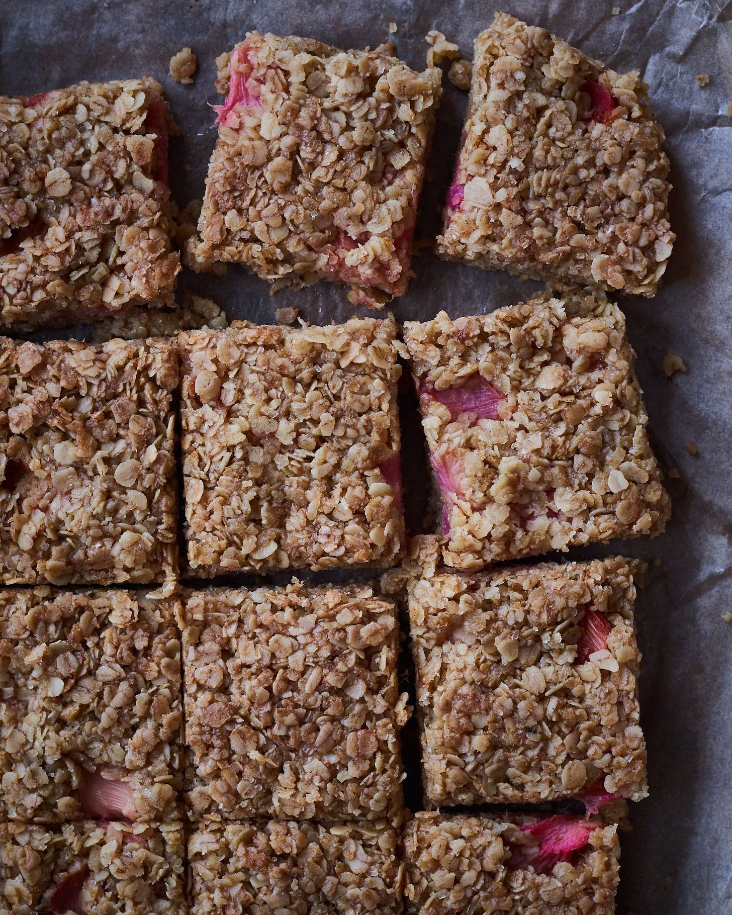 Rhubarb, ginger and orange flapjack