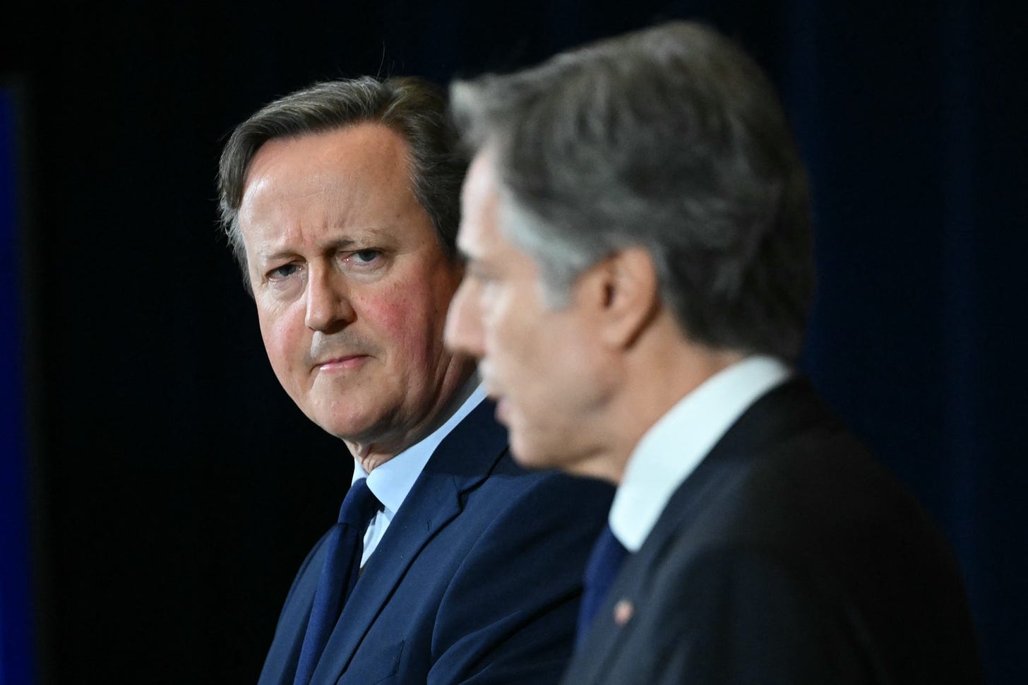 Antony Blinken, right, and David Cameron in Washington, DC, on April 9.
