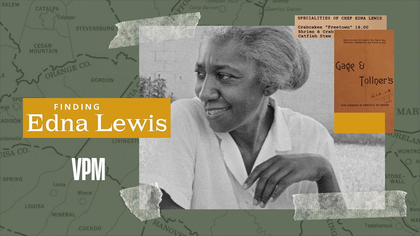 Banner image to promote Finding Edna Lewis Docuseries on PBS