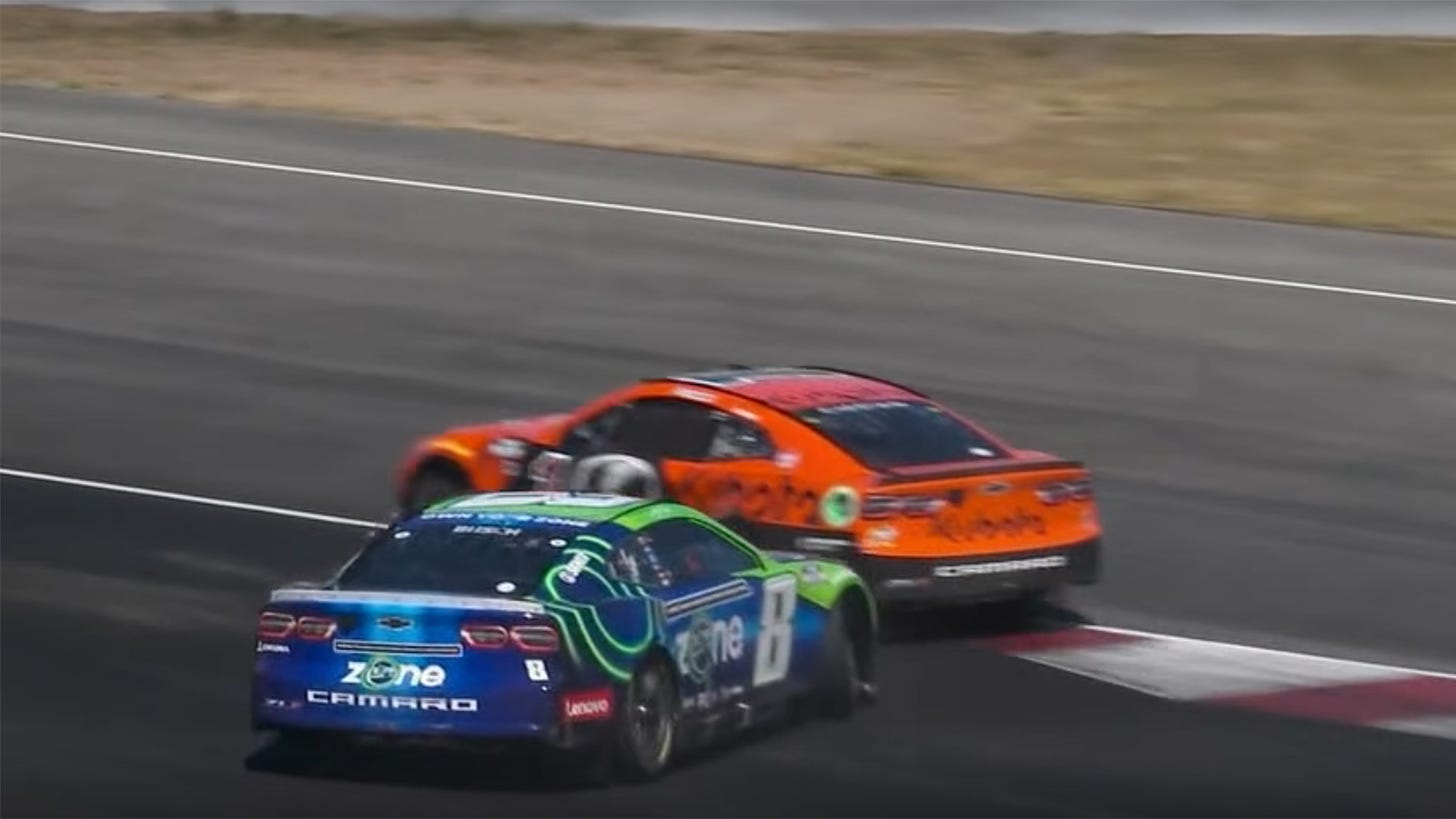 Kyle Busch Ross Chastain last lap crash Sonoma Raceway 2024 video