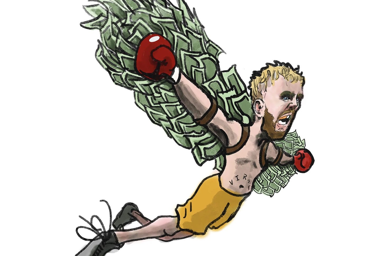 Jake Paul as Icarus with wings of money by Chris Rini