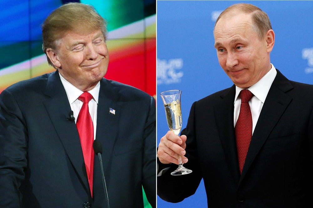 Donald Trump continues lovefest with 'thug' Vladimir Putin 2017 images