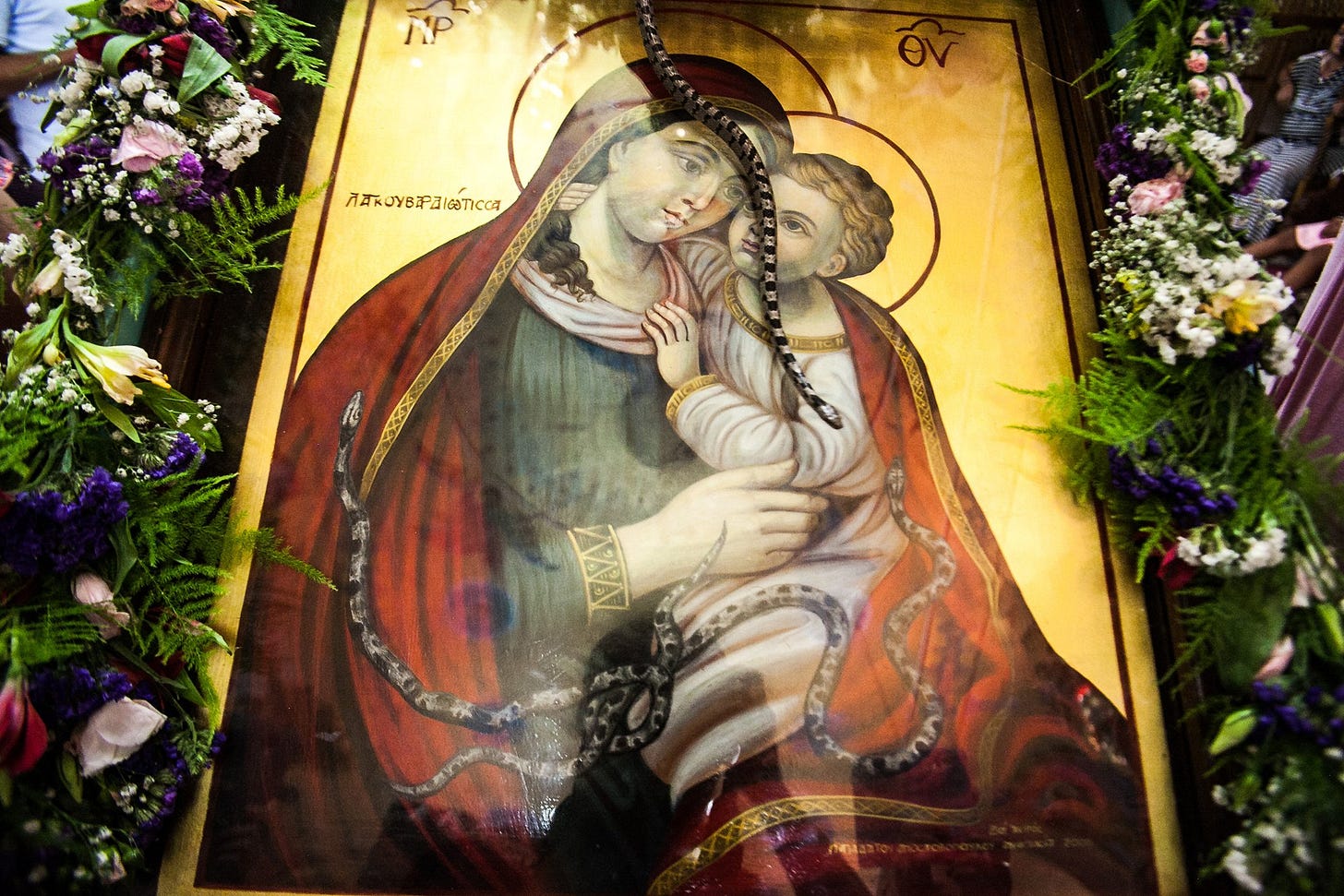 Cefalonia serpenti sull'icona della Madonna