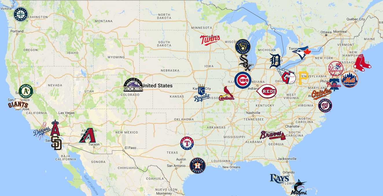 MLB Map | Teams | Logos - Sport League Maps