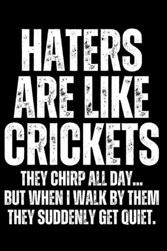 Book cover from Haters Are Like Crickets They Chirp All Day But When I Walk By Them They Suddenly Get Quiet