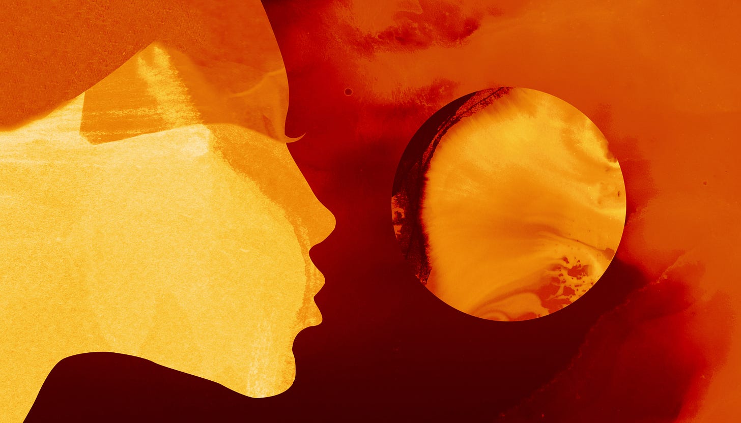 photo illustration of a woman's silhouette looking at venus