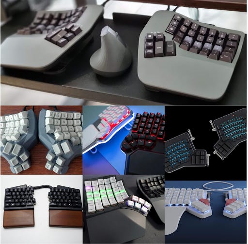 Kinesis Advantage 360 and other popular ergonomic mechanical keyboards.
