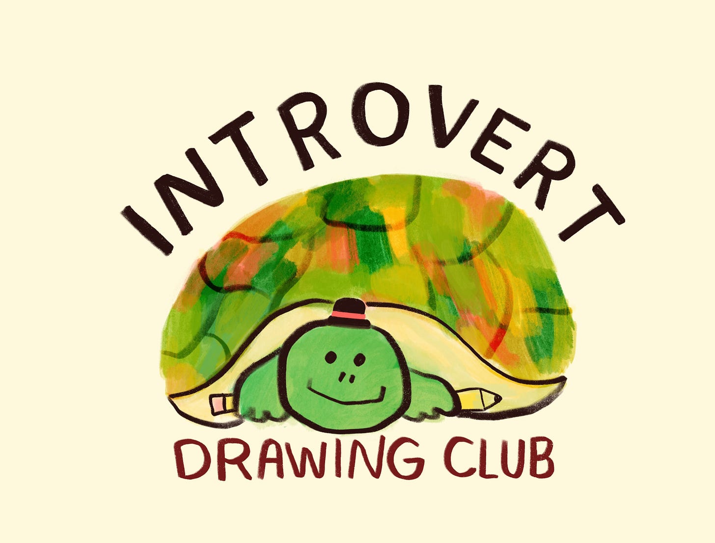 Introvert Drawing Club cartoon tortoise logo