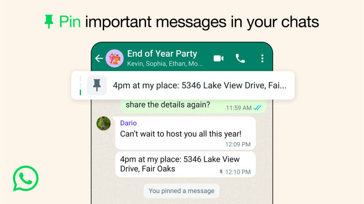 WhatsApp messages pinned in chat