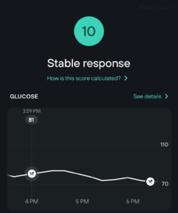 my glucose response to one chocolate, caramel, shortbread bar