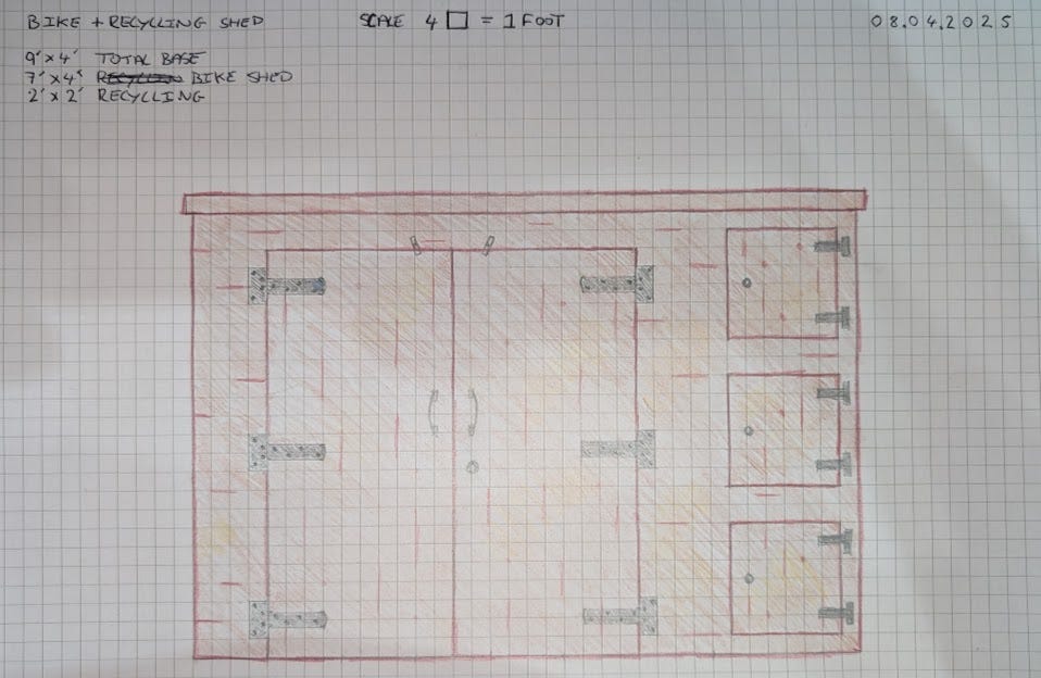 Concept sketch of the bike shed.
