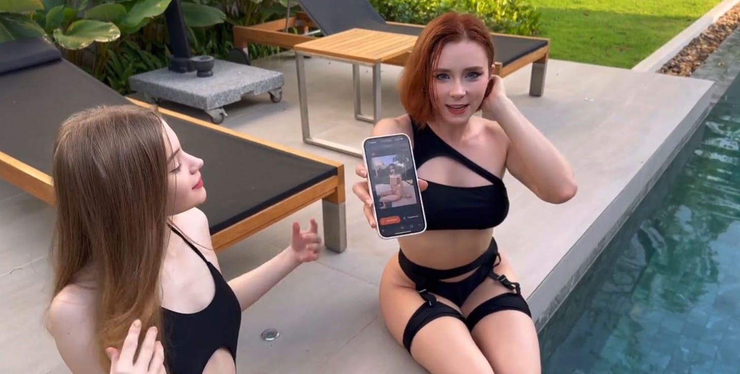 A still images from Sweetie Fox's sponsored Pornhub video for a "nudify" app.