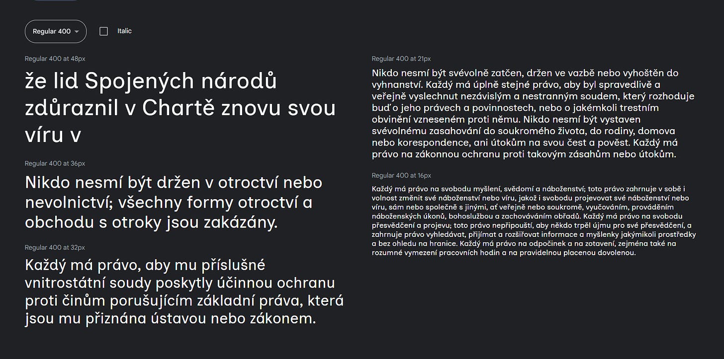 Ukázka písma Inclusive Sans na Google Fonts