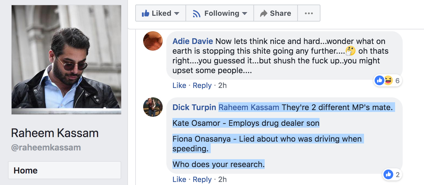 Raheem Kassam - Fiona Onasanya - Kate Osamor Libel Comment 2