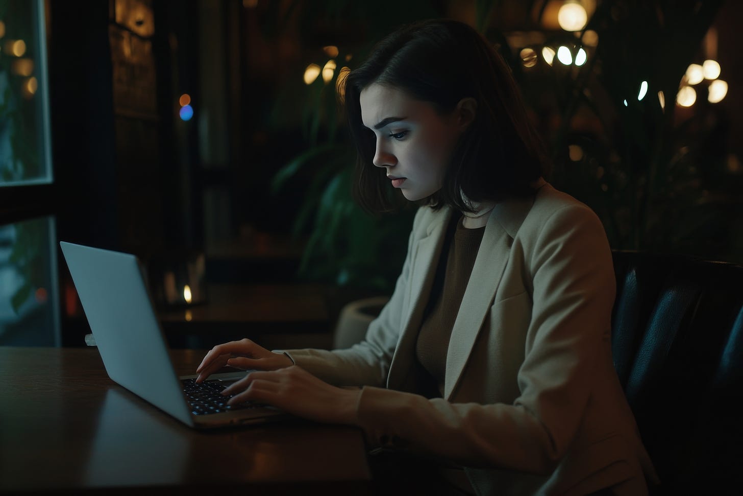 Young woman working in a cafe.