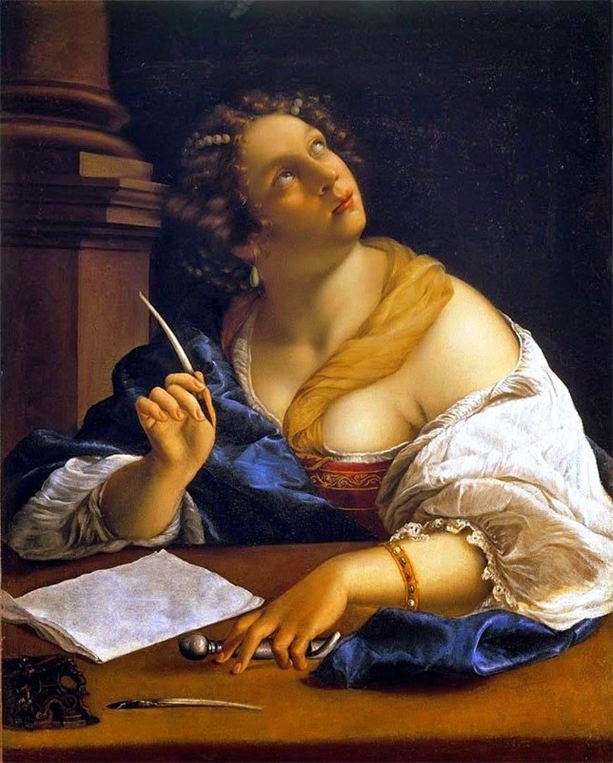 Woman apparently writing letter toJesus.