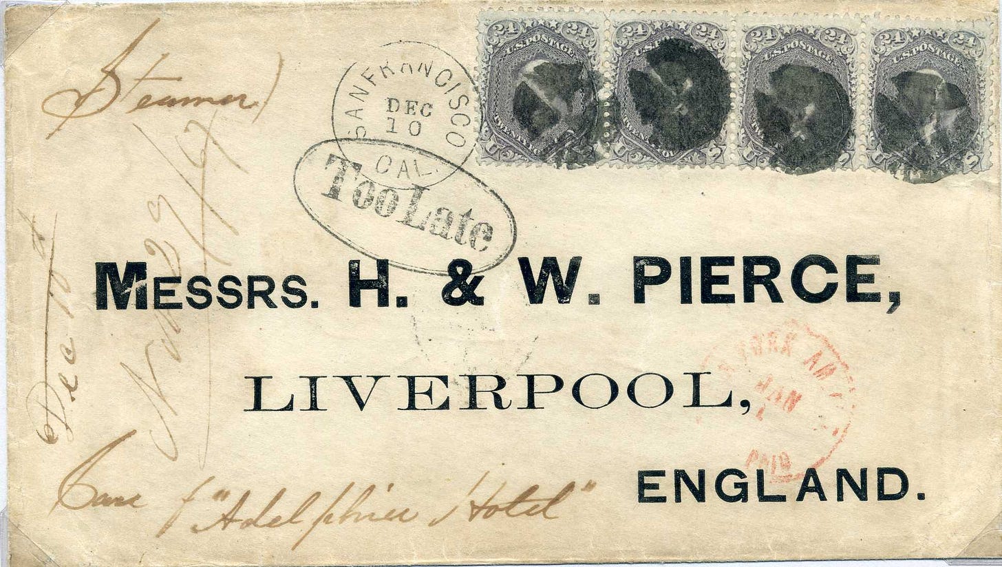 1867 letter from San Francisco to Liverpool