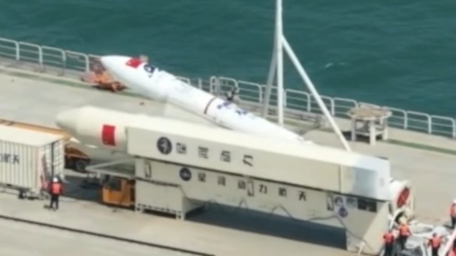 Ceres-1S Y5 being moved to the vertical launch position on its launch platform.