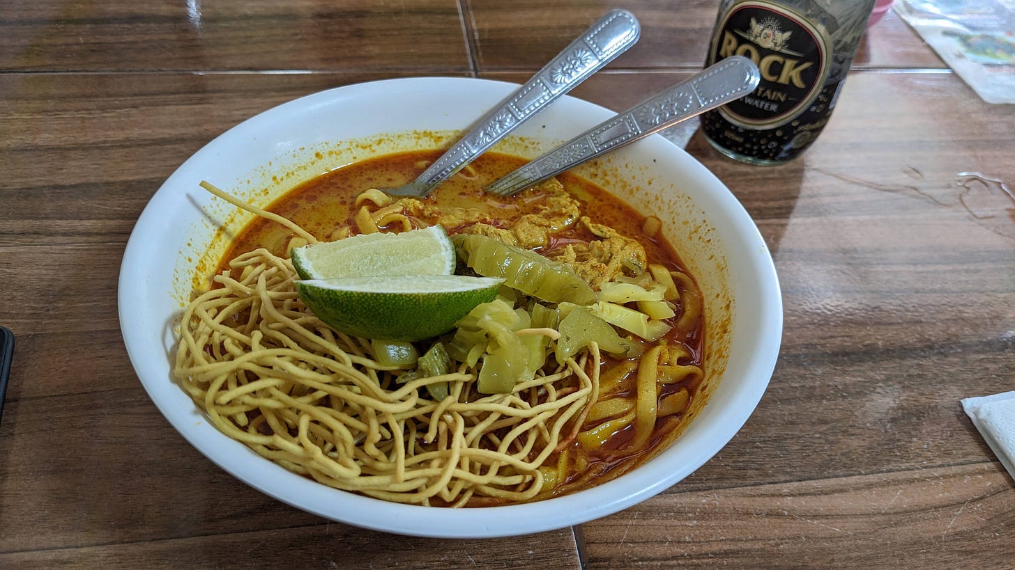 bowl of khao soi curry noodles