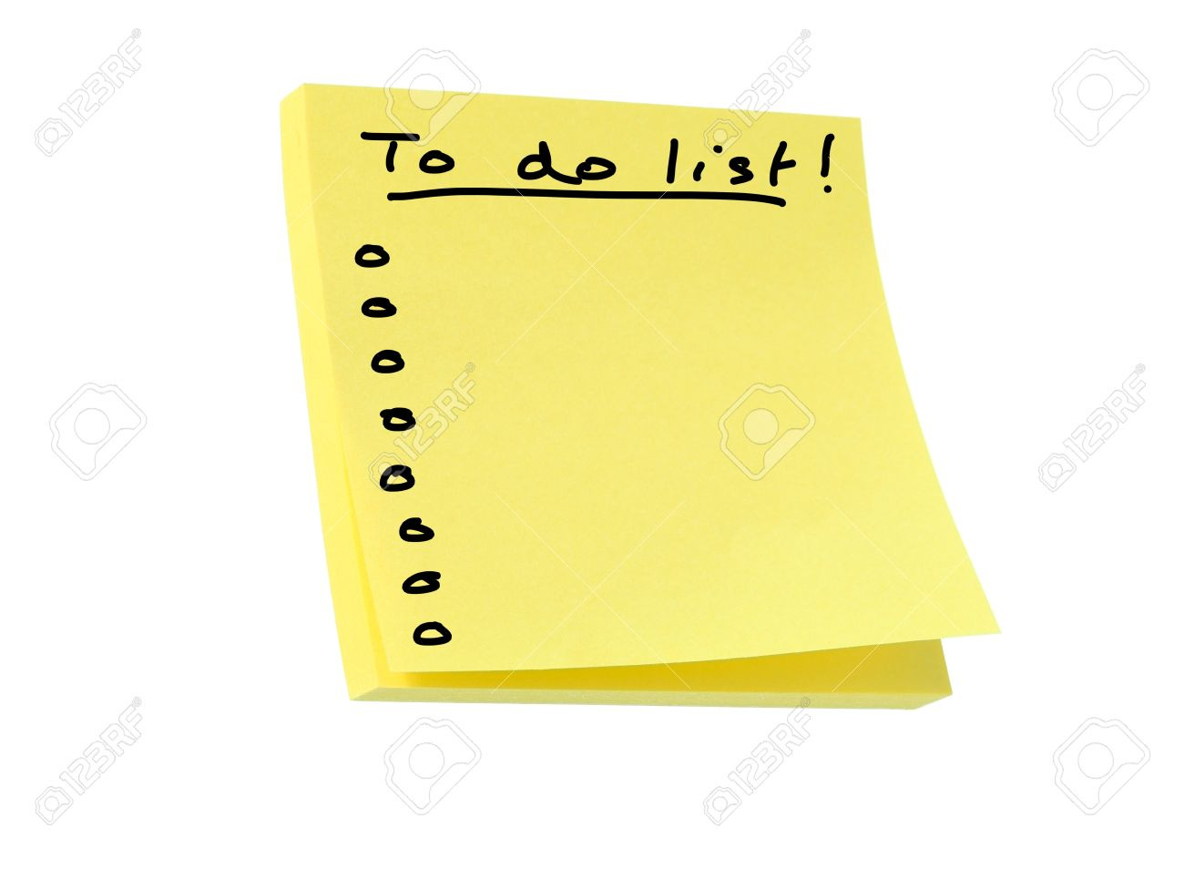 Yellow Post It Note Pad To Do List Isolated On White Stock Photo, Picture  And Royalty Free Image. Image 17757218.