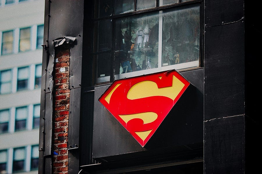 The symbol of a superhero, Superman.