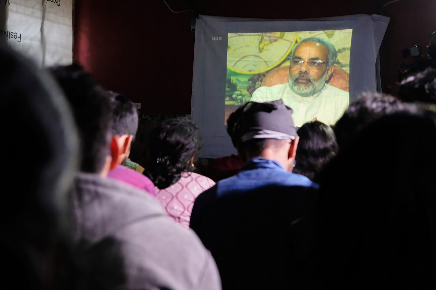 Students of Presidency University arranged a showing of the banned BBC Documentary about prime minister Narendra Modi. (Photo by Dipayan Bose/SOPA Images/LightRocket via Getty Images).