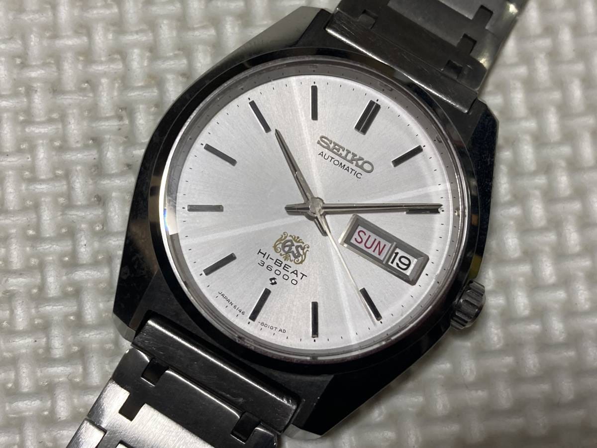 GS Grand Seiko グランドセイコー カットガラス オリジナルブレス付 6146-8010 ハイビート36000 メダリオン メンズ自動巻き時計