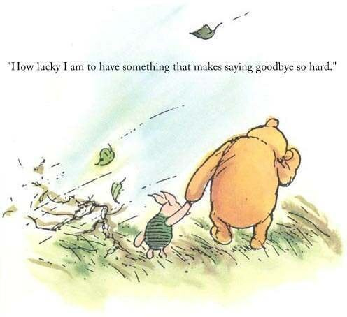 How lucky I am to have something that makes saying goodbye so hard" Winnie  the Pooh/A. A. Milne [496 x 454] : r/QuotesPorn