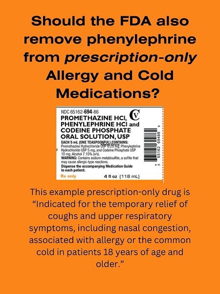 example of oral prescription only medication containing phenylephrine for nasal congestion