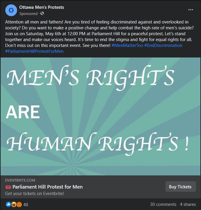 Men's rights protest, May 6th on Parliament. : r/ottawa