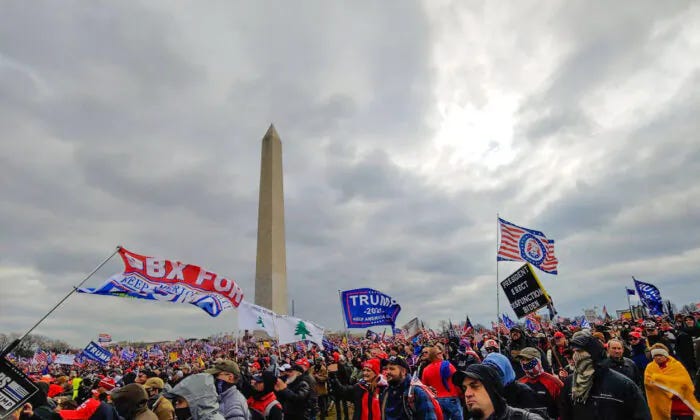 People gather at the Washington Monument on the National Mall in Washington for the ‘Stop the Steal’ rally on Jan. 6, 2021. (Courtesy of Michael Hamilton)