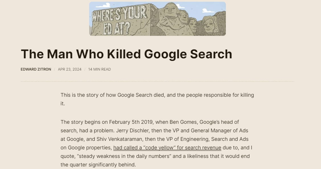Beyond "The Man Who Killed Google Search": A Critical Look