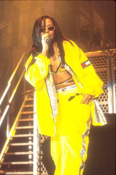 Aaliyah in Yellow Tommy Hilfiger Jacket + Pants | Aaliyah outfits, Aaliyah  style, Tomboy fashion