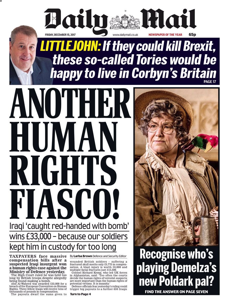 Daily Mail Another Human Rights Fiasco Front Page