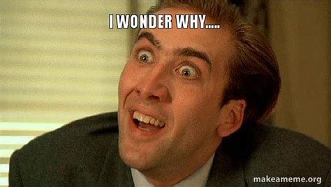 I wonder why..... - Sarcastic Nicholas Cage | Make a Meme