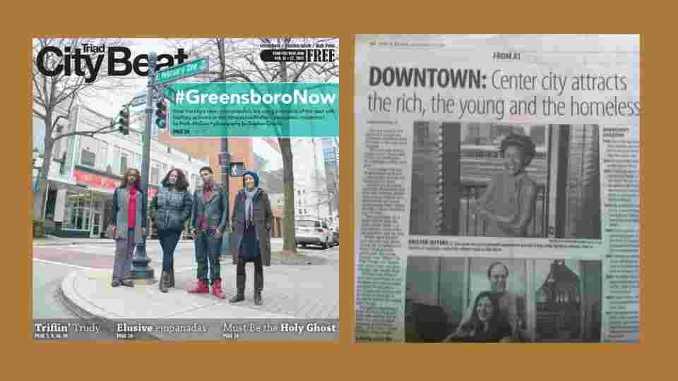 Triad City Beat cover featuring Kristen and Greensboro News and Record Article featuring Kristen