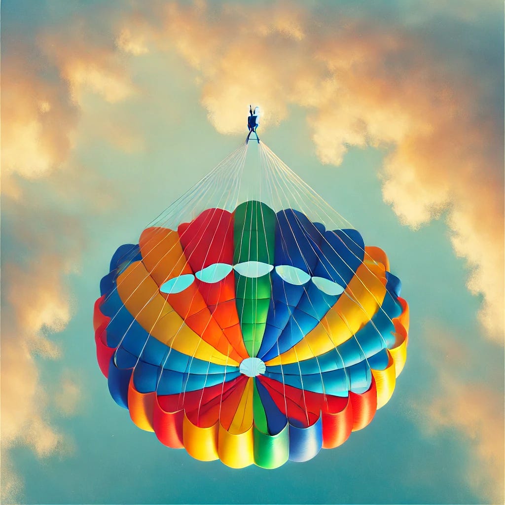 Colorful parachute upside-down