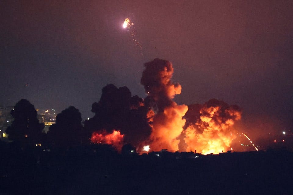 Smoke rises from an explosion in Beirut.