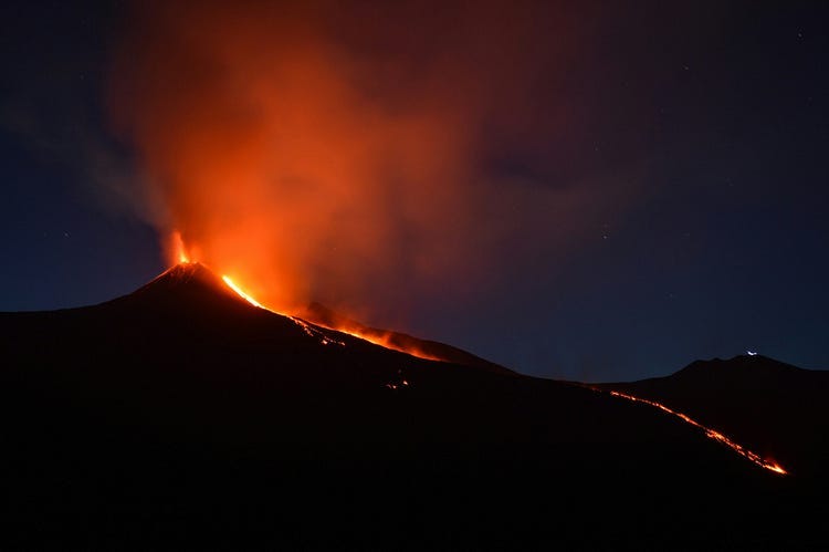 volcano erupting