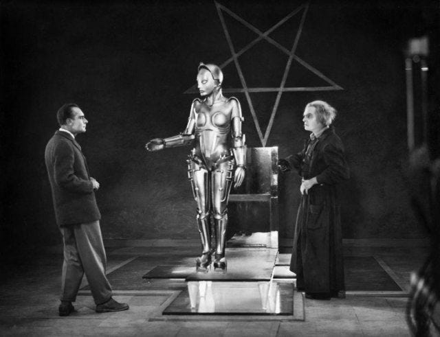 inspired robot maria scene from the 1927 movie metropolis
