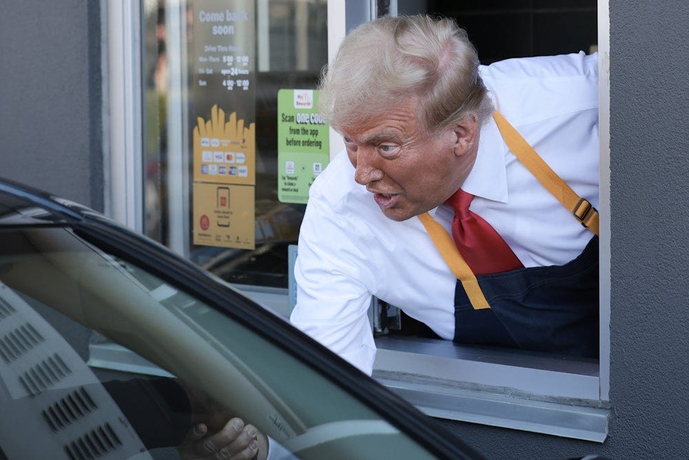 Trump pretending to work at McDonald's