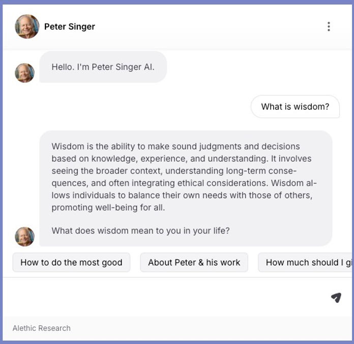 Putting AI to the test: https://www.petersinger.ai Putting AI to the test: https://www.petersinger.ai