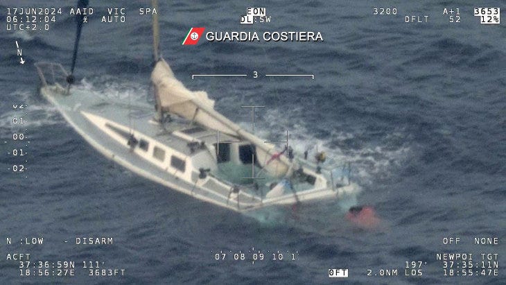 Velero del naufragio cerca de Calabria. / Guardia Costera de Italia