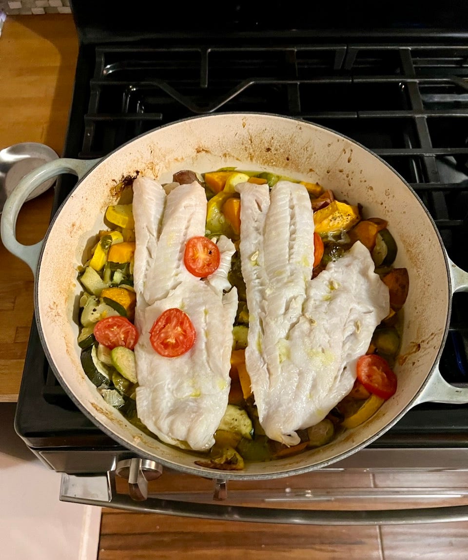 fish and veggies
