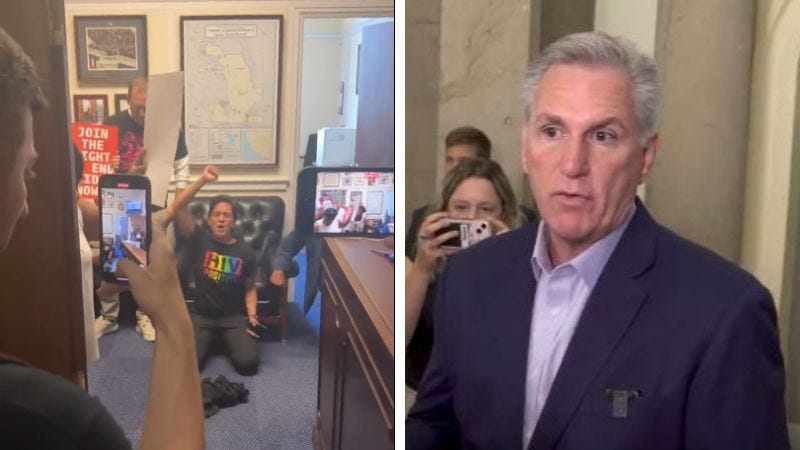 BREAKING: Leftist agitators storm House Speaker Kevin McCarthy's office over AIDS funding